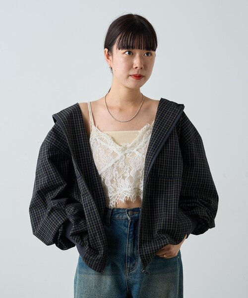 WHIMSIC チェックジップフーディシャツ セール】【WHIMSIC】チェックジップフーディシャツ（その他