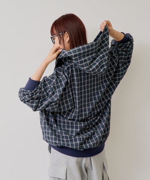 WHIMSIC チェックジップフーディシャツ セール】【WHIMSIC】チェックジップフーディシャツ（その他