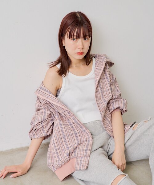 WHIMSIC チェックジップフーディシャツ セール】【WHIMSIC】チェックジップフーディシャツ（その他