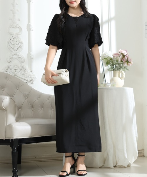 ✨極美品✨コトゥー パフスリーブ×レーススリーブ Aラインブラックワンピース L パフスリーブレースワンピース / GRACE CONTINENTAL | GRACE