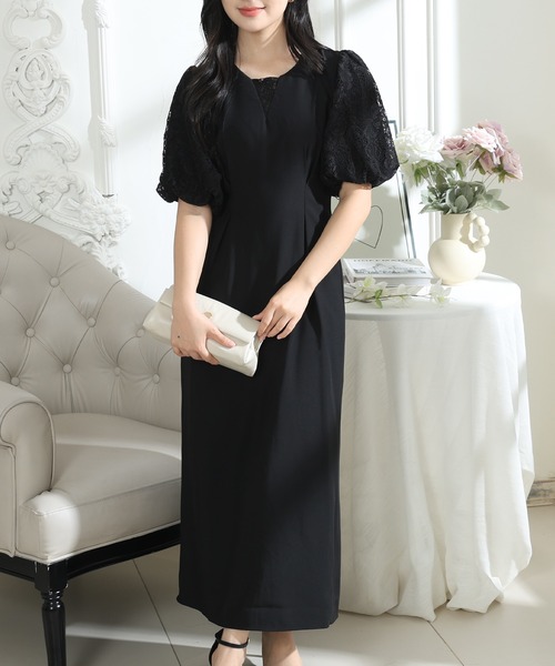 Lace Ladies(レースレディース)の「フラワー レース パフスリーブ ドッキング ワンピース(ワンピース・レディース・ピンク/ブラック/グレー・S/FREE)」の16枚目の写真