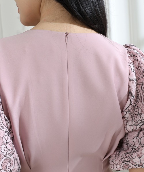 Lace Ladies(レースレディース)の「フラワー レース パフスリーブ ドッキング ワンピース(ワンピース・レディース・ピンク/ブラック/グレー・S/FREE)」の22枚目の写真