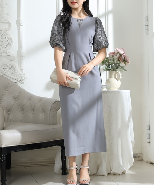 Lace Ladies(レースレディース)の「フラワー レース パフスリーブ ドッキング ワンピース(ワンピース・レディース・ピンク/ブラック/グレー・S/FREE)」の5枚目の写真
