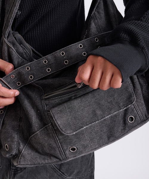 ANDER HUNK（アンダーハンク）の「Overdyed Denim Bag/オーバーダイデニムバッグ（ショルダーバッグ・メンズ・バーガンディー/ブラック・FREE）」の14枚目の写真