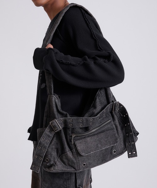 セール】Overdyed Denim Bag/オーバーダイデニムバッグ