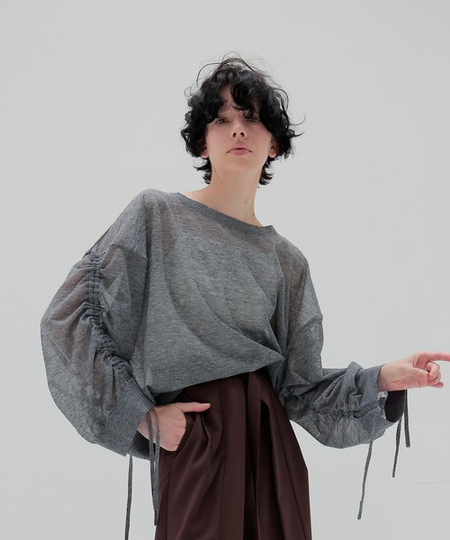 DRESSLAVE(ドレスレイブ)の「ALLONGE sheer string sleeve pull(シアーストリングスリーブプルオーバー)(ニット/セーター・レディース・イエロー/ホワイト/グレー/ブルー/レッド/ネイビー・38)」の11枚目の写真