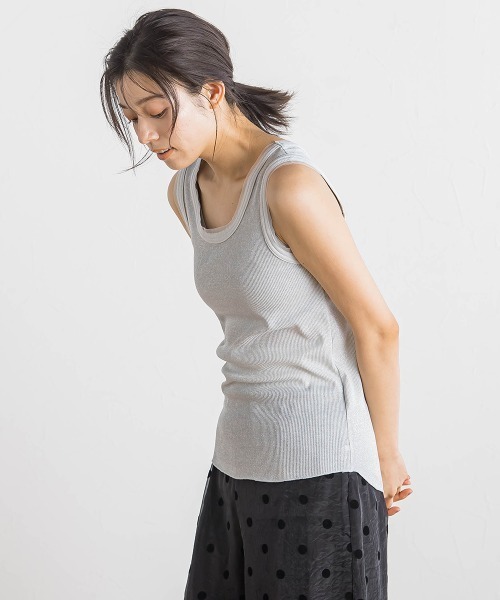 Droite lautreamont（ドロワットロートレアモン）の「ラメリブタンク≪手洗い可能≫（キャミソール・レディース・オフホワイト/ブラック/ライトグレー・M）」の13枚目の写真