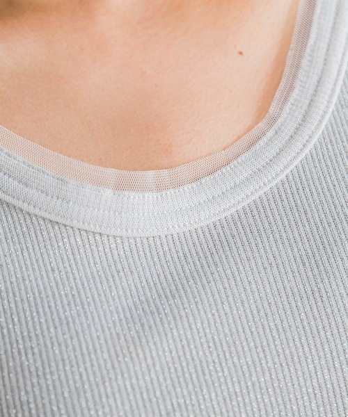 Droite lautreamont（ドロワットロートレアモン）の「ラメリブタンク≪手洗い可能≫（キャミソール・レディース・オフホワイト/ブラック/ライトグレー・M）」の16枚目の写真