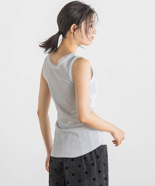 Droite lautreamont（ドロワットロートレアモン）の「ラメリブタンク≪手洗い可能≫（キャミソール・レディース・オフホワイト/ブラック/ライトグレー・M）」の14枚目の写真