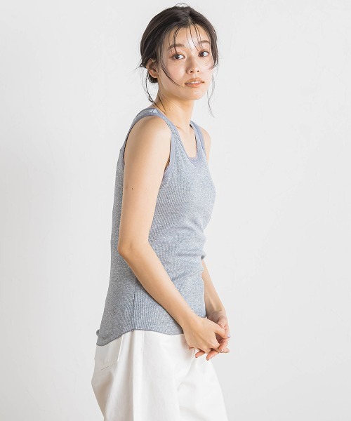 Droite lautreamont（ドロワットロートレアモン）の「ラメリブタンク≪手洗い可能≫（キャミソール・レディース・オフホワイト/ブラック/ライトグレー・M）」の18枚目の写真