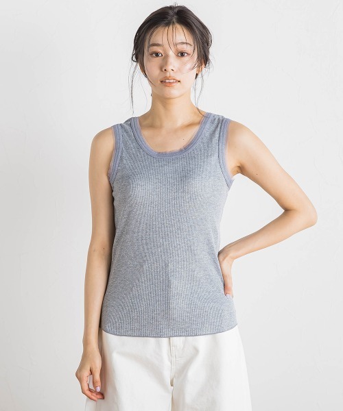 Droite lautreamont（ドロワットロートレアモン）の「ラメリブタンク≪手洗い可能≫（キャミソール・レディース・オフホワイト/ブラック/ライトグレー・M）」の19枚目の写真