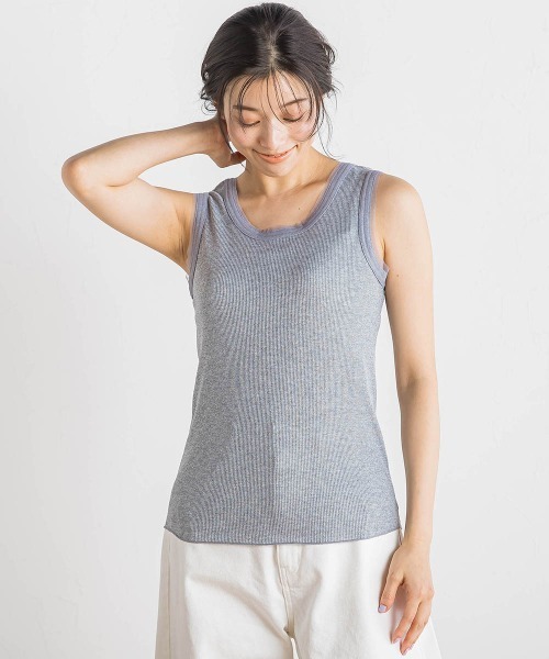 Droite lautreamont（ドロワットロートレアモン）の「ラメリブタンク≪手洗い可能≫（キャミソール・レディース・オフホワイト/ブラック/ライトグレー・M）」の20枚目の写真