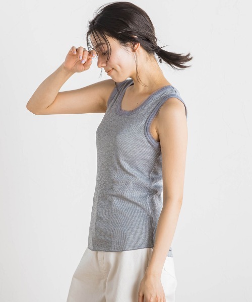 Droite lautreamont（ドロワットロートレアモン）の「ラメリブタンク≪手洗い可能≫（キャミソール・レディース・オフホワイト/ブラック/ライトグレー・M）」の21枚目の写真