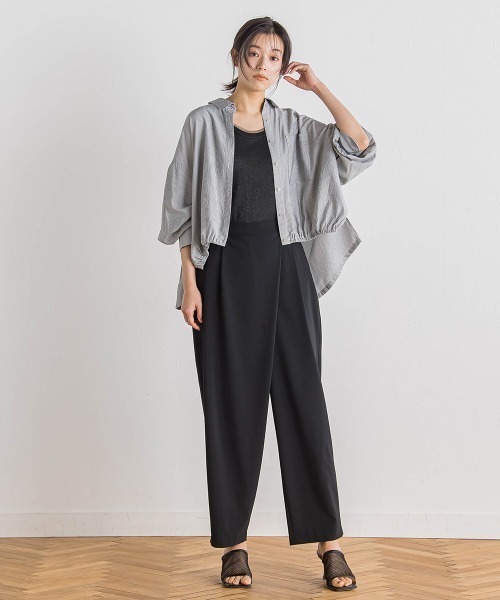 Droite lautreamont（ドロワットロートレアモン）の「ラメリブタンク≪手洗い可能≫（キャミソール・レディース・オフホワイト/ブラック/ライトグレー・M）」の6枚目の写真