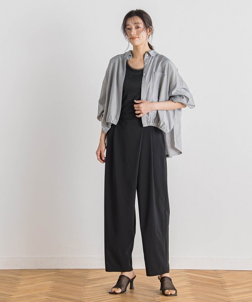 Droite lautreamont（ドロワットロートレアモン）の「ラメリブタンク≪手洗い可能≫（キャミソール・レディース・オフホワイト/ブラック/ライトグレー・M）」の7枚目の写真