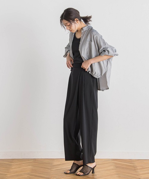 Droite lautreamont（ドロワットロートレアモン）の「ラメリブタンク≪手洗い可能≫（キャミソール・レディース・オフホワイト/ブラック/ライトグレー・M）」の8枚目の写真