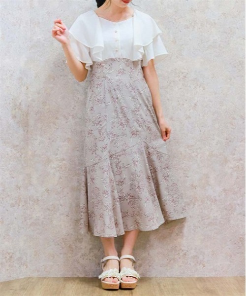 axes femme（アクシーズファム）の「ハイウエストドッキングワンピース（ワンピース・レディース・グレイッシュベージュ/ブラック/ネイビー/ワイン・FREE）」の3枚目の写真