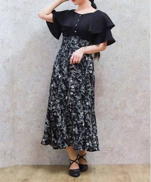 axes femme（アクシーズファム）の「ハイウエストドッキングワンピース（ワンピース・レディース・グレイッシュベージュ/ブラック/ネイビー/ワイン・FREE）」の2枚目の写真