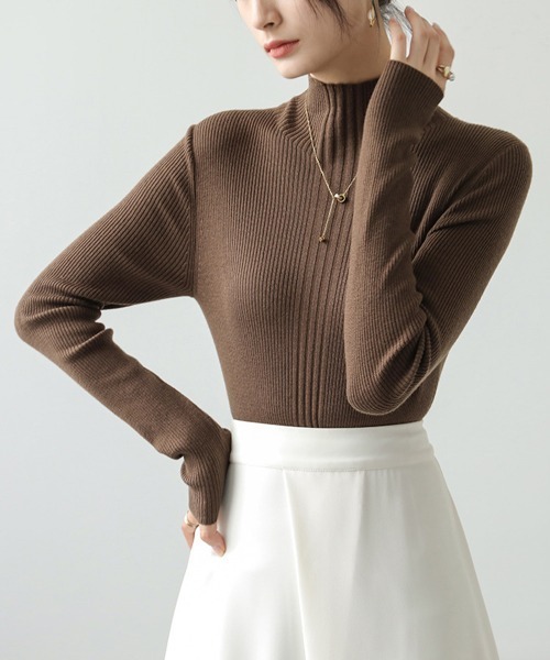 Miniministore(ミニミニストア)の「プチハイネックリブニットトップスきれいめ(ニット/セーター・レディース・ブラック/ブルー/アイボリー/ブラウン/モスグリーン/ライトグレー/ホワイト/コーラル・FREE)」の13枚目の写真