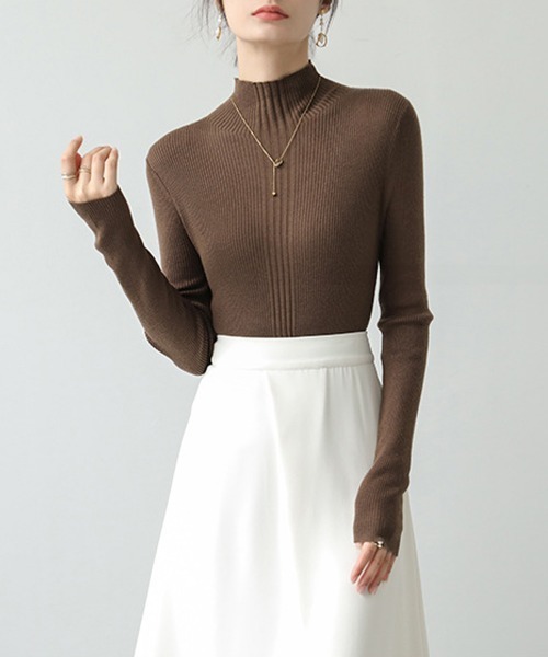 Miniministore(ミニミニストア)の「プチハイネックリブニットトップスきれいめ(ニット/セーター・レディース・ブラック/ブルー/アイボリー/ブラウン/モスグリーン/ライトグレー/ホワイト/コーラル・FREE)」の14枚目の写真