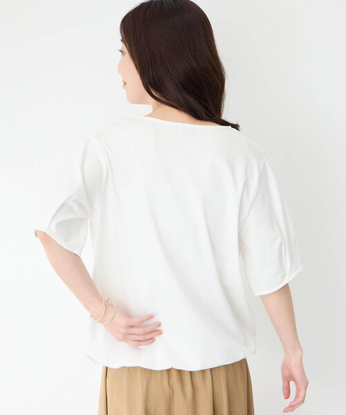 Petit Honfleur(プチオンフルール)の「【接触冷感・UVカット】オーガニックコットンドロストTシャツ(Tシャツ/カットソー・レディース・ネイビー/グリーン/ホワイト・L/M)」の5枚目の写真