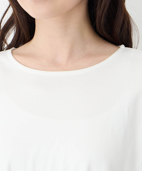 Petit Honfleur(プチオンフルール)の「【接触冷感・UVカット】オーガニックコットンドロストTシャツ(Tシャツ/カットソー・レディース・ネイビー/グリーン/ホワイト・L/M)」の6枚目の写真