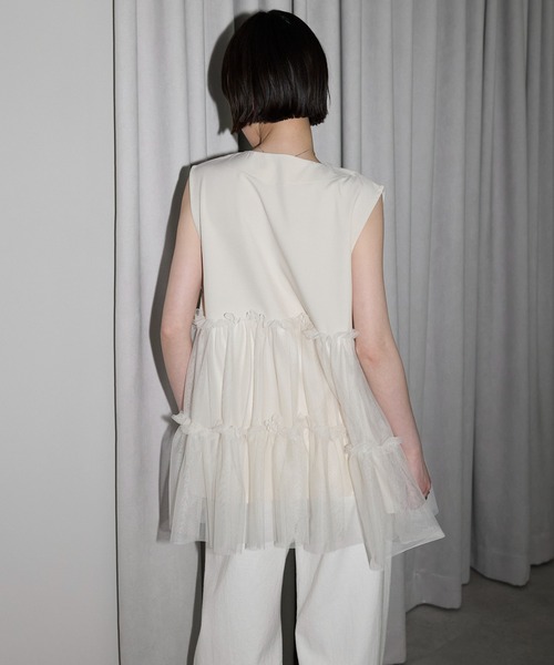 leimn（レイムン）の「【チュールドッキングジレベスト】（ベスト・レディース・アイボリー/ブラック・M）」の5枚目の写真