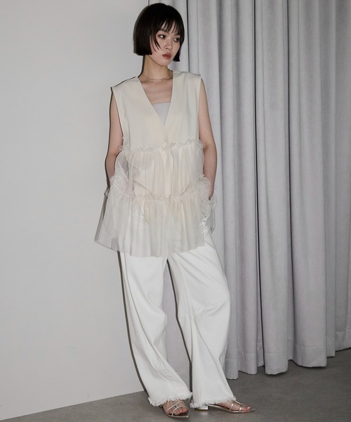 leimn（レイムン）の「【チュールドッキングジレベスト】（ベスト・レディース・アイボリー/ブラック・M）」の7枚目の写真