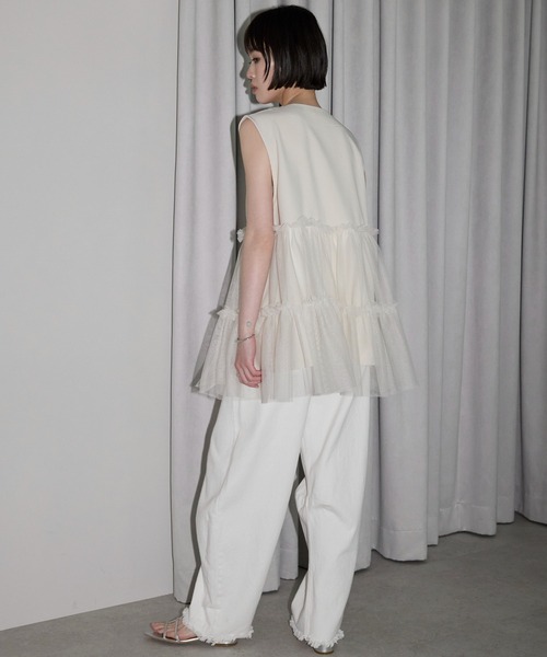 leimn（レイムン）の「【チュールドッキングジレベスト】（ベスト・レディース・アイボリー/ブラック・M）」の8枚目の写真