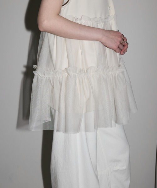 leimn（レイムン）の「【チュールドッキングジレベスト】（ベスト・レディース・アイボリー/ブラック・M）」の11枚目の写真