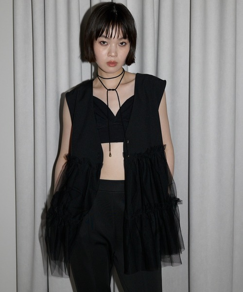 leimn（レイムン）の「【チュールドッキングジレベスト】（ベスト・レディース・アイボリー/ブラック・M）」の17枚目の写真