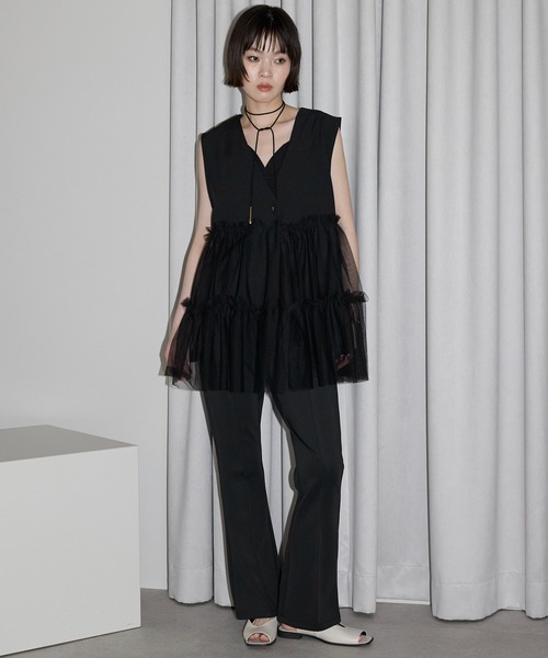 leimn（レイムン）の「【チュールドッキングジレベスト】（ベスト・レディース・アイボリー/ブラック・M）」の18枚目の写真