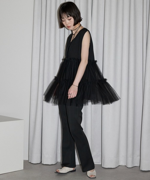 leimn（レイムン）の「【チュールドッキングジレベスト】（ベスト・レディース・アイボリー/ブラック・M）」の21枚目の写真