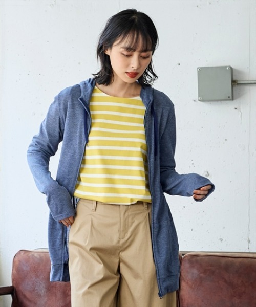 nissen（ニッセン）の「１２分袖綿混うすカルロング丈パーカー（ＵＶカット・吸汗速乾・抗菌防臭・毛玉防止）（パーカー・レディース・ピンク/グリーン/ベージュ系その他/ネイビー/チャコールグレー/オフホワイト/ブラック・L/LL/3L/S/M）」の15枚目の写真