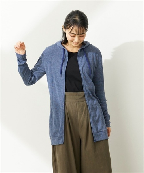 nissen（ニッセン）の「１２分袖綿混うすカルロング丈パーカー（ＵＶカット・吸汗速乾・抗菌防臭・毛玉防止）（パーカー・レディース・ピンク/グリーン/ベージュ系その他/ネイビー/チャコールグレー/オフホワイト/ブラック・L/LL/3L/S/M）」の17枚目の写真