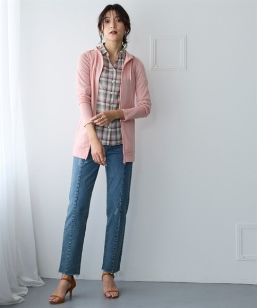 nissen（ニッセン）の「１２分袖綿混うすカルロング丈パーカー（ＵＶカット・吸汗速乾・抗菌防臭・毛玉防止）（パーカー・レディース・ピンク/グリーン/ベージュ系その他/ネイビー/チャコールグレー/オフホワイト/ブラック・L/LL/3L/S/M）」の20枚目の写真