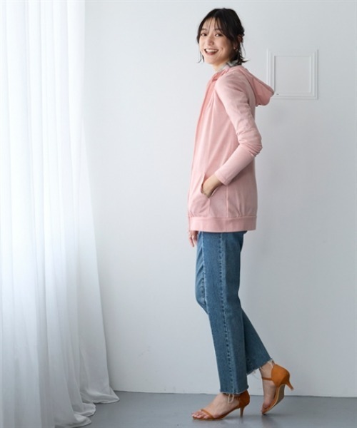 nissen（ニッセン）の「１２分袖綿混うすカルロング丈パーカー（ＵＶカット・吸汗速乾・抗菌防臭・毛玉防止）（パーカー・レディース・ピンク/グリーン/ベージュ系その他/ネイビー/チャコールグレー/オフホワイト/ブラック・L/LL/3L/S/M）」の21枚目の写真