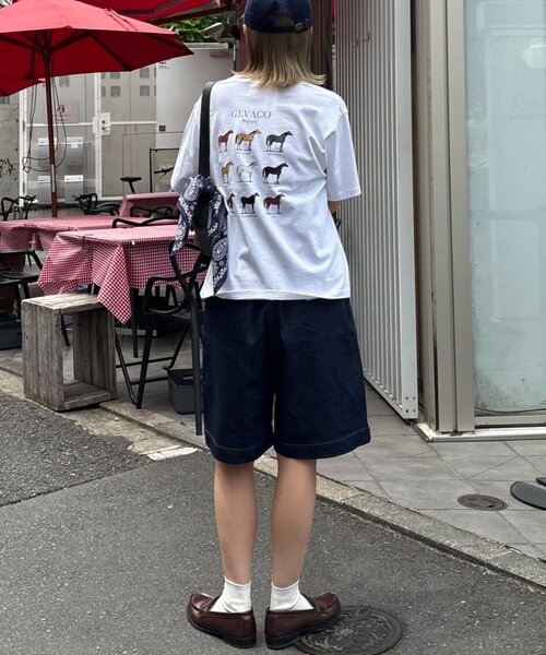 GEVACO(ゲバコ)の「【GEVACO】グラフィック馬図鑑半袖TEE(Tシャツ/カットソー・レディース・アイボリー/ネイビー/ホワイト・SMALL/MEDIUM/LARGE)」の6枚目の写真