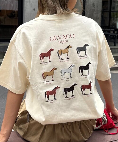 GEVACO(ゲバコ)の「【GEVACO】グラフィック馬図鑑半袖TEE(Tシャツ/カットソー・レディース・アイボリー/ネイビー/ホワイト・SMALL/MEDIUM/LARGE)」の8枚目の写真