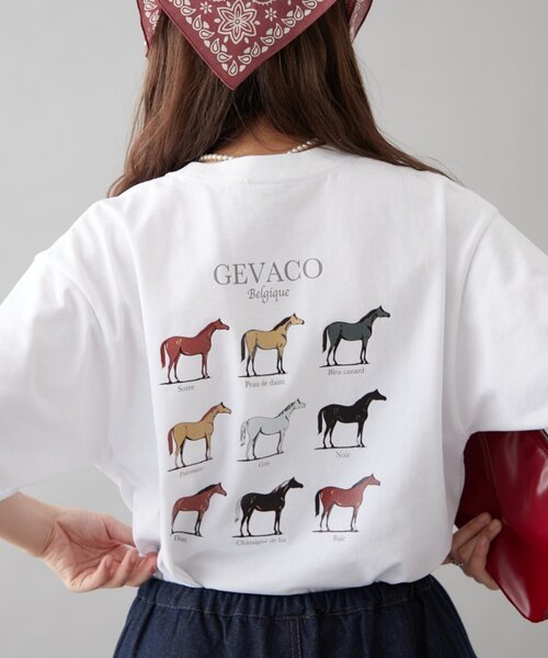 GEVACO(ゲバコ)の「【GEVACO】グラフィック馬図鑑半袖TEE(Tシャツ/カットソー・レディース・アイボリー/ネイビー/ホワイト・SMALL/MEDIUM/LARGE)」の11枚目の写真