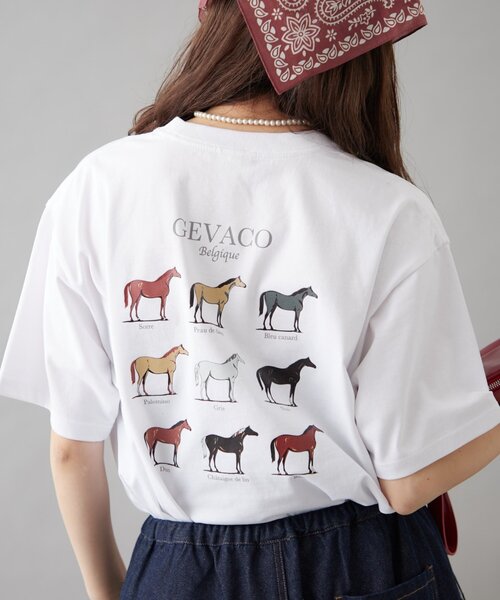 GEVACO(ゲバコ)の「【GEVACO】グラフィック馬図鑑半袖TEE(Tシャツ/カットソー・レディース・アイボリー/ネイビー/ホワイト・SMALL/MEDIUM/LARGE)」の12枚目の写真