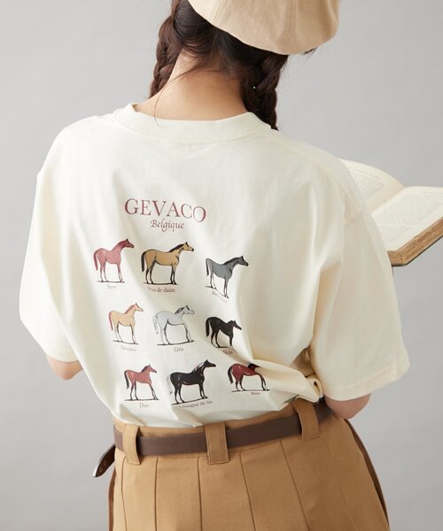 GEVACO(ゲバコ)の「【GEVACO】グラフィック馬図鑑半袖TEE(Tシャツ/カットソー・レディース・アイボリー/ネイビー/ホワイト・SMALL/MEDIUM/LARGE)」の20枚目の写真