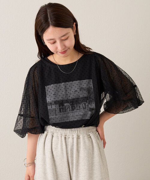 Kastane（カスタネ）の「B タンク付きドットチュールブラウス（シャツ/ブラウス・レディース・ブラック/アイボリー/ホワイト・FREE）」の3枚目の写真