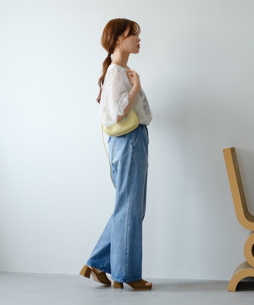 Kastane（カスタネ）の「B タンク付きドットチュールブラウス（シャツ/ブラウス・レディース・ブラック/アイボリー/ホワイト・FREE）」の9枚目の写真