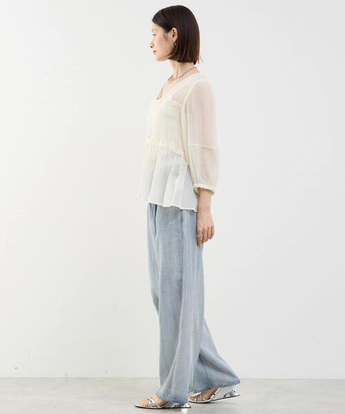 SOFFITTO(ソフィット)の「シアーデニムパンツ(デニムパンツ・レディース・インディゴブルー/ケミカルウォッシュ・S/L/M)」の6枚目の写真