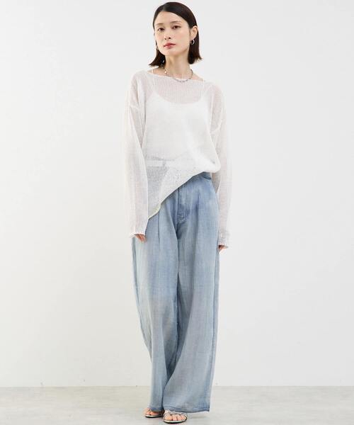 SOFFITTO(ソフィット)の「シアーデニムパンツ(デニムパンツ・レディース・インディゴブルー/ケミカルウォッシュ・S/L/M)」の7枚目の写真