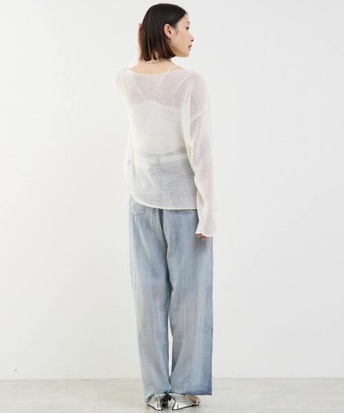 SOFFITTO(ソフィット)の「シアーデニムパンツ(デニムパンツ・レディース・インディゴブルー/ケミカルウォッシュ・S/L/M)」の9枚目の写真