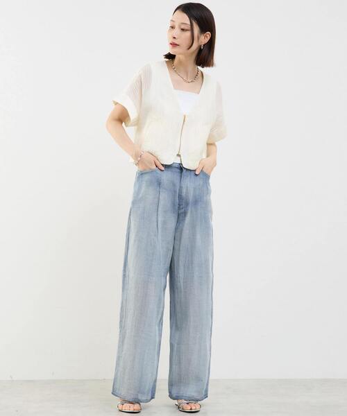 SOFFITTO(ソフィット)の「シアーデニムパンツ(デニムパンツ・レディース・インディゴブルー/ケミカルウォッシュ・S/L/M)」の10枚目の写真