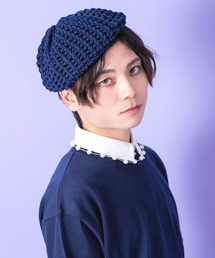 an meets zakka（アンミツザッカ）の「an meets zakka 編み込みリネンニットベレー帽（ハンチング/ベレー帽）」
