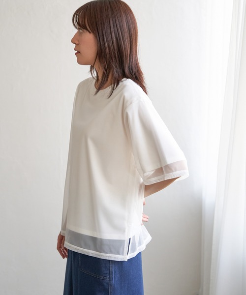 ikka（イッカ）の「チュールレイヤードプルオーバー（Tシャツ/カットソー・レディース・チャコールグレー/オフホワイト/ライトグレー・M/L/S）」の12枚目の写真